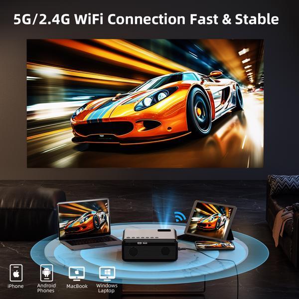 Mini 5G wifi & Bluetooth HD Projector - Portable 4k Home Theater
