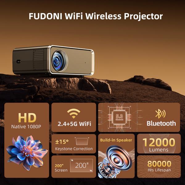 Mini 5G wifi & Bluetooth HD Projector - Portable 4k Home Theater